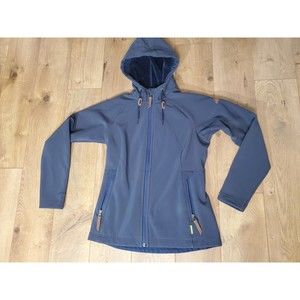 KATHMANDU Malazan v4 Hooded Softshell Blue Jacket Coat Lined Zip Up Size 8